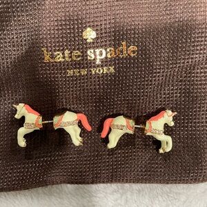 Kate spade unicorn 12kt plated gold earrings (rare find)